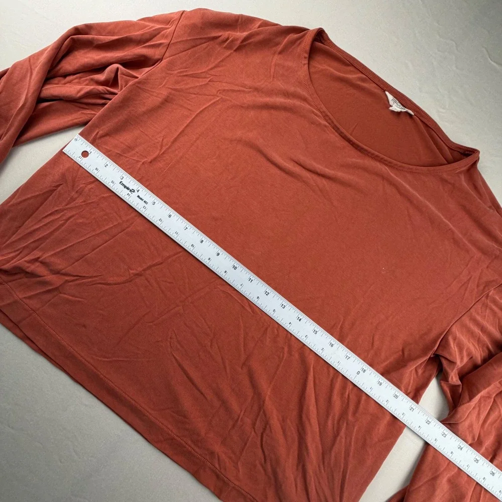 Madewell Puff Sleeve Top Long Sleeve Women Size L Rust Terracotta Solid Knit 254